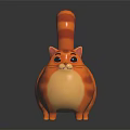 Chubby Orange Striped Cat Game Movie Character 3D Model on Dark Background
