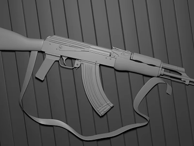 Classic Military Rifle With Leather Strap And Detachable Magazine On Wooden Background 3d model