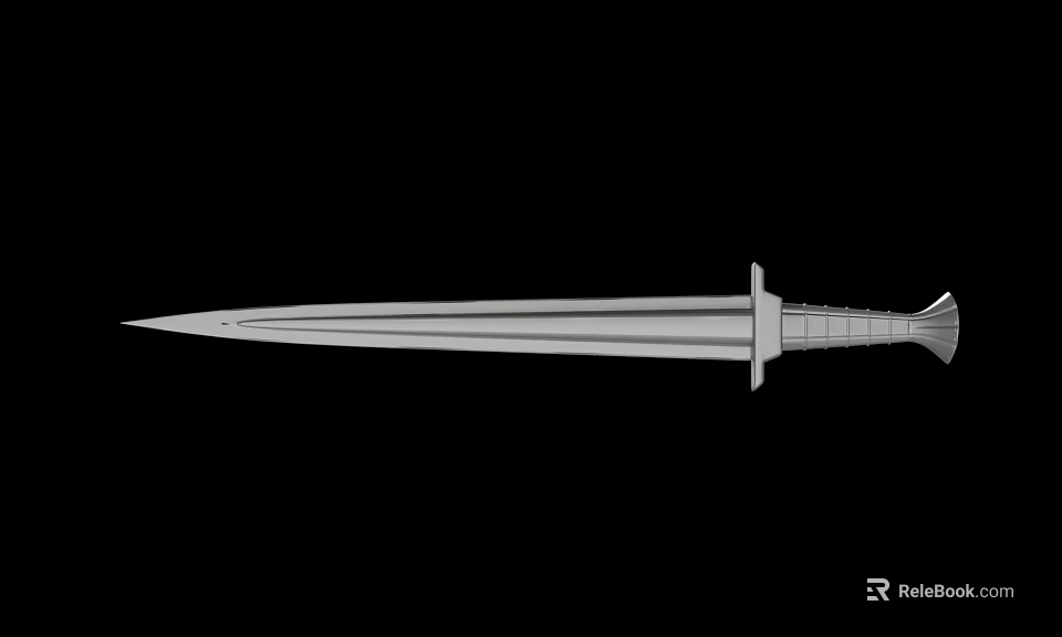 Ancient Metal Sword With Sharp Blade Detailed Hilt And Tactical Design 3d model 