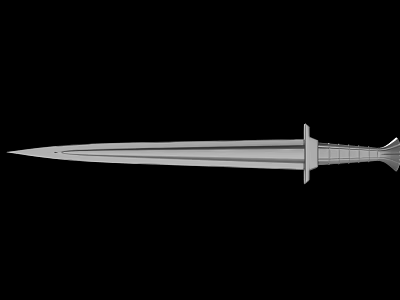 Ancient Metal Sword With Sharp Blade Detailed Hilt And Tactical Design 3d model