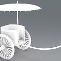 Vintage Horse Drawn Carriage With Red Umbrella Decorative Body Red Wheels And Black Yoke