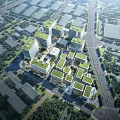 Aerial View Urban Planning With Green Rooftops Modern Buildings And Road Layout