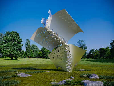 Modern City Sculpture Book Theme Sculpture Setches Book Page Turn Open Book Sculpture Creation Outdoor Culture Sculpture School Sculpture 3d model