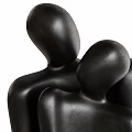 Decorative Black Embracing Human Figurine Set With Gold Heart Ornament Sculpture