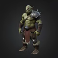 Fantasy Orc Warrior Character With Green Skin Muscular Build And Armor