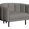 Modern Single Sofa With Curved Backrest Light Gray Upholstery And Metal Legs