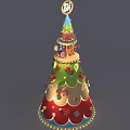 Colorful Decorated Christmas Tree With Gifts Candies Stars Cloud Patterns And Festive Design