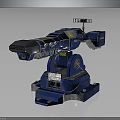 Blue Mechanical Weapon With Rotary Base And Metal Cannon Structure Design 3d model
