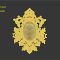 Ornate Daily Living Accessory With Golden Intricate Carvings And Oval Light Colored Gemstone