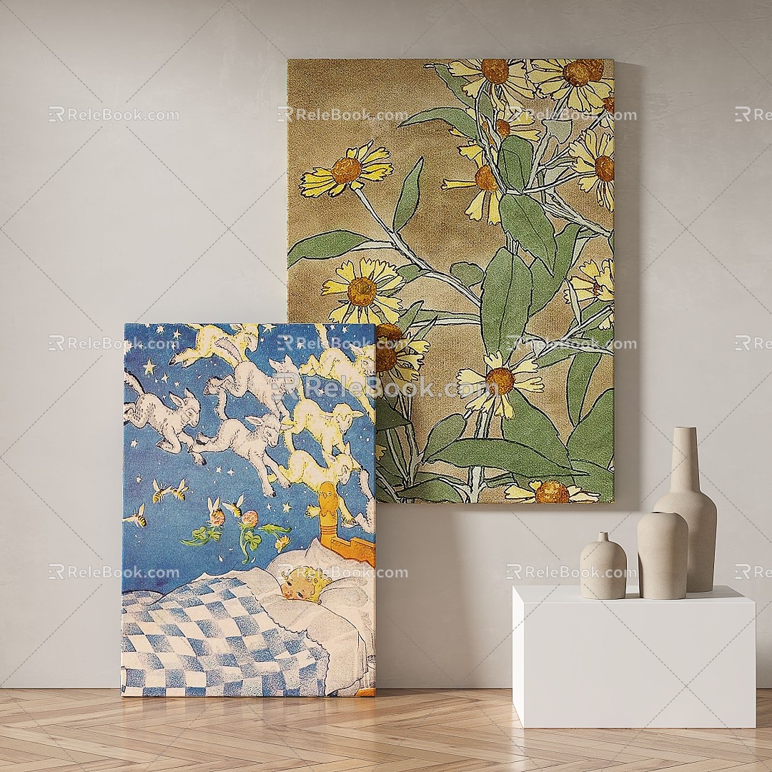 Modern minimalist abstract decorative painting 3d model