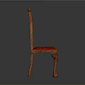 Classic Wooden Accent Chair with Carved Backrest Red Cushion and Ornate Legs