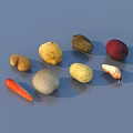 Fresh Assorted Root Vegetables Including Carrots Potatoes And Beetroots On Blue Surface