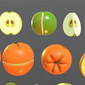 Assorted Fresh Fruits Green Oranges Lemons Whole and Sliced Display Varieties