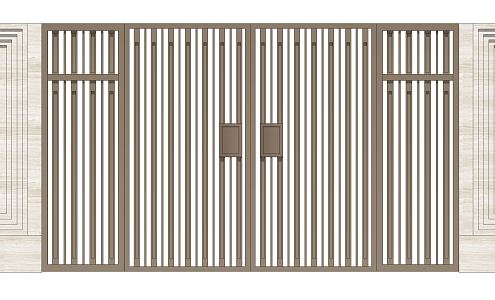 New Chinese Style Gate Iron Door Entrance Gate Fire Door 3d model