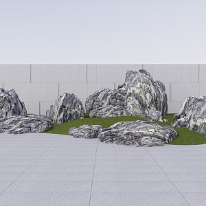 Chinese rockery stone Taishan stone 3d model