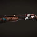 Custom Weapon Shotgun With Graffiti Artwork And Distressed Color Finish Design