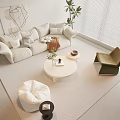 Cream wind sofa coffee table combination 3d model