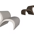 Modern Curved Lounge Chair With Upholstered Fabric Design And Sleek Beige Color