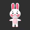 Cute White Cartoon Rabbit With Pink Ears Cheeks Belly And Feet