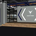 Modern Fitness Gym Interior Design With Hexagonal Lights And Branded Wall