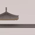 Traditional Chinese Building Components Featuring Ornamental Roof Eaves And Decorative Details