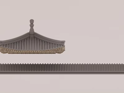 Traditional Chinese Building Components Featuring Ornamental Roof Eaves And Decorative Details 3d model