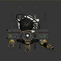 Futuristic Sci Fi Mechanical Structure With Rotating Parts And Flame Thrusters 3d model