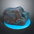 Natural Wood Stone With Reddish Brown Blue Texture And Blue Circular Base
