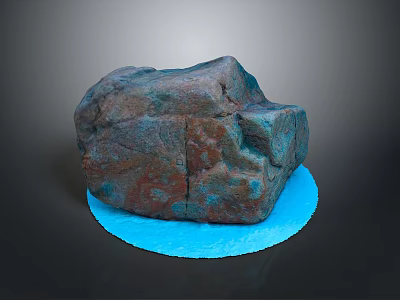 Natural Wood Stone With Reddish Brown Blue Texture And Blue Circular Base 3d model