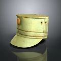 Vintage Light Green Hat With Orange Decorative Buttons And Smooth Brim