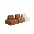 Modern Three Seater Modular Sofa In Brown Cream With Wavy Velvet Texture 3d model