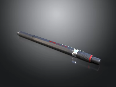 Stylish Black Writing Pen With Red Accents Modern Design And Smooth Grip 3d model