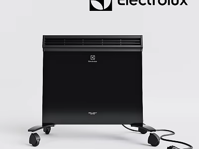 Electrolux Black Electric Heater With Portable Design And Rolling Wheels 3d model