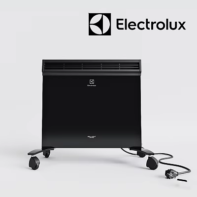 Electrolux Black Electric Heater With Portable Design And Rolling Wheels 3d model