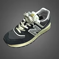 New Balance Classic Sneakers With Black Mesh Upper White Laces And Beige Rubber Sole