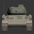 Military Tank With Light Green Turret Long Gun Barrel And Beige Tracks Design
