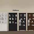 Poliform Modern Bookcase Collection With Arched Glass Doors Various Colors And Decor Items