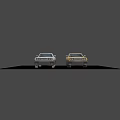 Two Vintage White And Yellow Coupe Cars With Retro Design And Classic Style