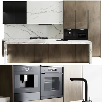 Modern kitchen cabinet island table 3d model
