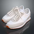 Beige And White Sneakers With White Laces And Orange Sole Casual Style
