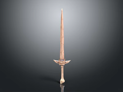 Ancient Metal Sword With Long Slender Blade And Decorative Hilt On Dark Background 3d model