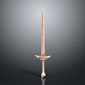 Ancient Metal Sword With Long Slender Blade And Decorative Hilt On Dark Background