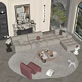 Modern sofa coffee table combination 3d model