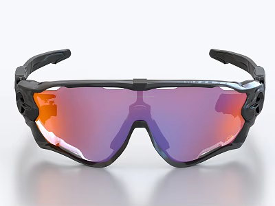 Black Sports Sunglasses With Gradient Colored Lenses 3d model