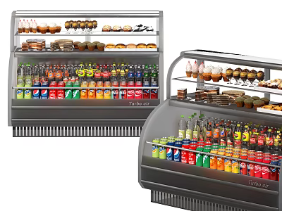 Commercial Retail Display Freezers Stocked with Assorted Beverages and Frozen Desserts 3d model