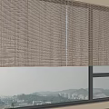 Natural Bamboo Blinds For Window With Scenic Exterior View And Indoor Plant