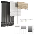 Stylish Roman Blinds In Gray Beige White With Pleated Layered Design For Home Decor