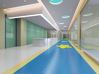 modern hospital aisle children's hospital 3d model