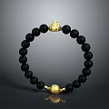 Stylish Obsidian Bracelet With Black Beads And Gold Accents Daily Life Accessory