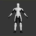 Silver And Black Humanoid Armor With Metallic Finish And Sci Fi Design
